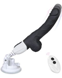 Gode noir réaliste, 10 modes de vibration et de poussée pour la stimulation du point G, du clitoris et de l'anus, vibrateur en silicone télécommandé