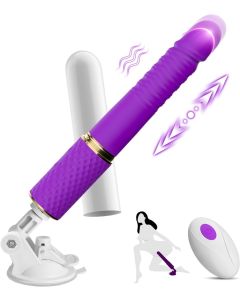 Dildo réaliste violet Vibrateurs télécommandés Jouets sexuels pour femmes Stimulation clitoridienne anale G Spot avec 3 modes de poussée et 10 modes de vibration