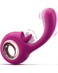 Vibromasseur 2 en 1 pour lécher la langue de la rose Dildo Vibrateur avec 9 modes Jouets sexuels pour les femmes et les couples
