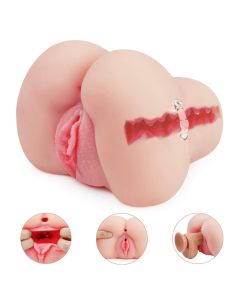 Masturbateur masculin Pussy Ass avec anneau de bite intégré Pour hommes Masturbation