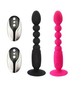 Massage anal avec perles en silicone rechargeables et télécommandées pour la masturbation féminine