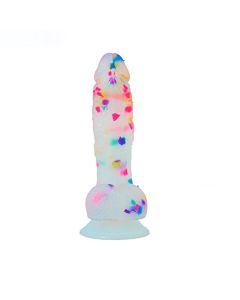 7.5" Confetti Clear Silicone Dildo With Suction Cup