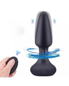 Bouchon anal vibrateur à billes rotatives massage de la prostate télécommande sans fil