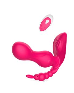 Dildo sans fil télécommandé invisible vibrateur double portable sex toy Rose